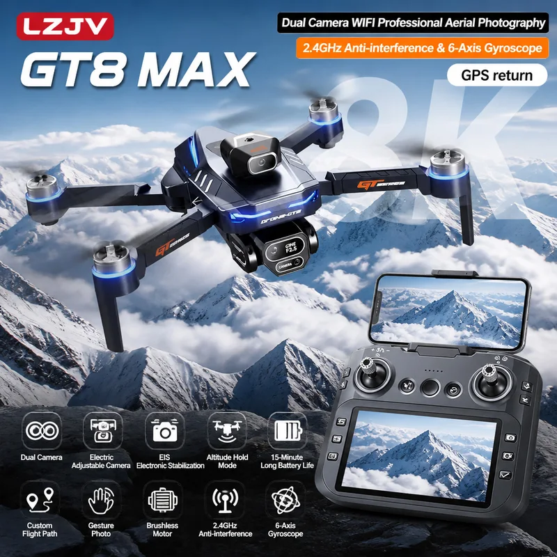طائرة بدون طيار GT8 ماكس قابلة - مراجعة Drone Kit With Camera وسعره